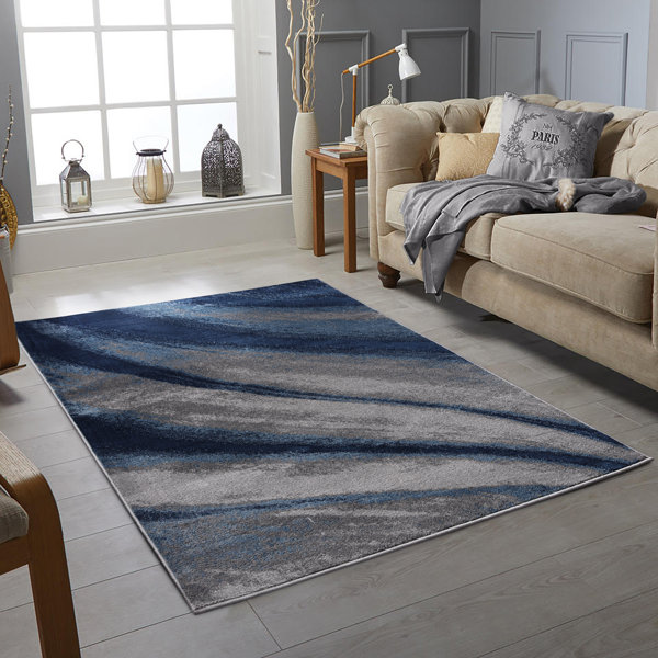 17 Stories Bulkuroshe Relex Grey/Navy Rug & Reviews Wayfair.co.uk